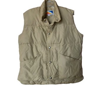 Iron Mountain USA Vintage Men’s Puffer Vest Snap Front Down‎ Blend Large Tan